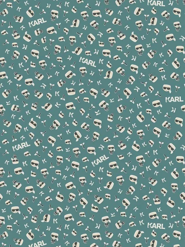 Vinyle sur papier peint intissé Lagerfeld vert/bleu 0,53x10m
