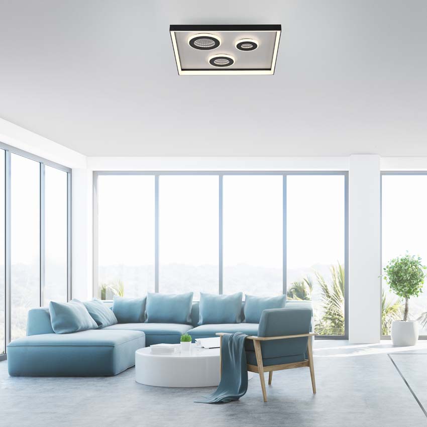 Plafonnier - noir - 45x45cm - dimmable - 32W - 2700-5000K - avec télécommande