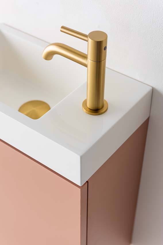 Meuble de toilette Mio Bagno Dotan abricot blanc brillant 45x40x22cm