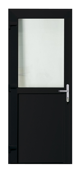 Porte extérieure pvc noire/blanche demi-vitrée out G SUR MESURE