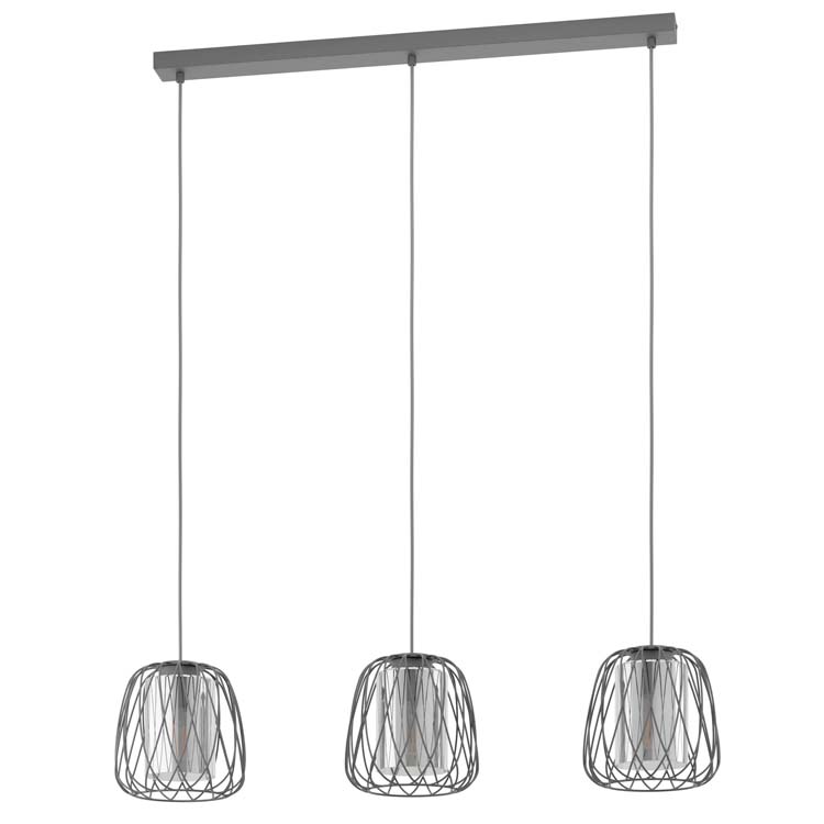 Suspension noir/fumée E27 3x40W
