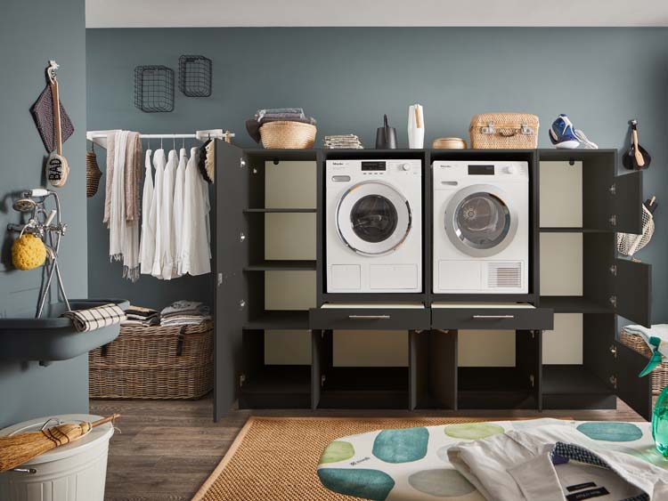 Wasmachine kast Decowash set 16 antraciet 235x67,5x162cm