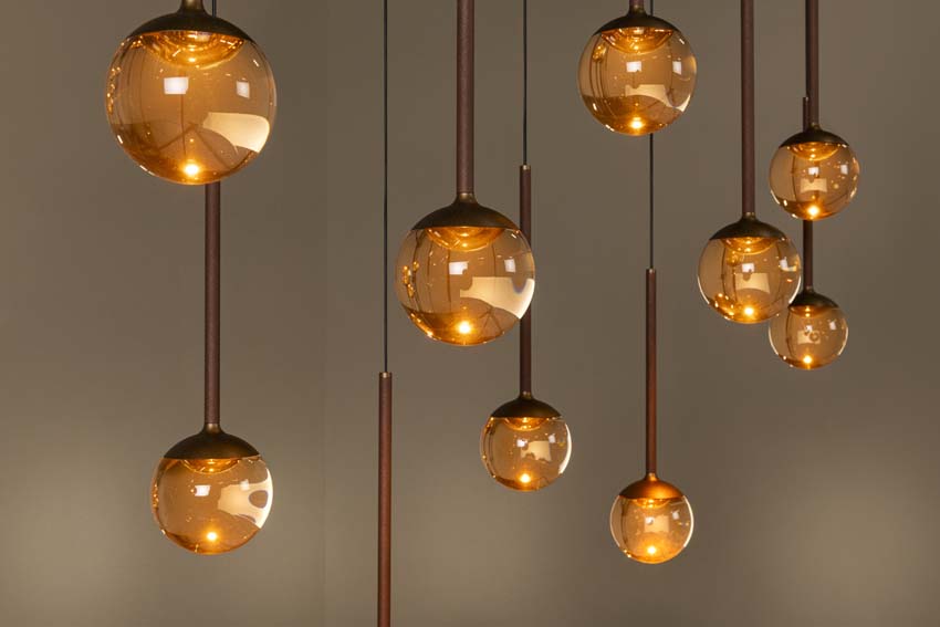 Lucide Premium Calina - Suspension - LED dimmable - CCT - 12x7W 2200K/3300K - Café