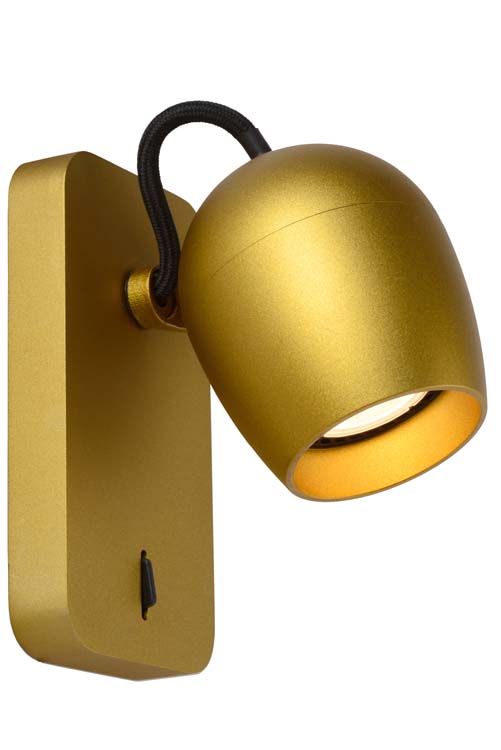 Spot mural - LED Dim to warm - GU10 - 1x5W 2200K/3000K - Or Mat / Laiton