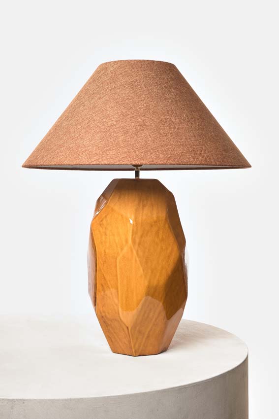 Lampe de table - Jaune/cognac - Ø30x45cm - Dimmable - E27 - 1x60W - Incl. abat-jour