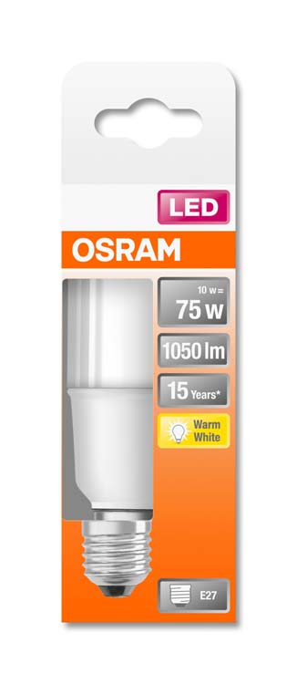 Lampe LED star stick75 E27 10W blanc chaud mat