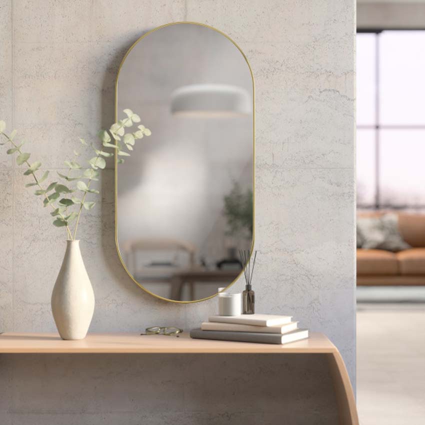 Spiegel Umbra Hubba ovaal koper 91x45cm