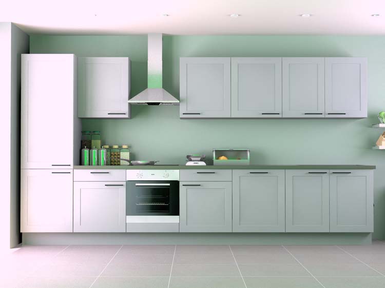 Keuken Premium 8 grijs 400cm - voorgemonteerd - met toestellen