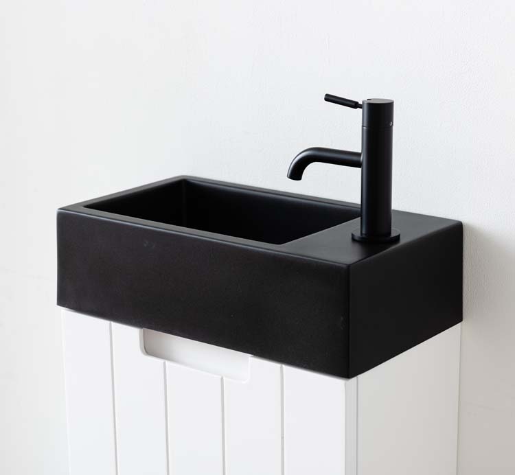 Meuble de toilette Tommy blanc lavabo noir 51x40x22cm