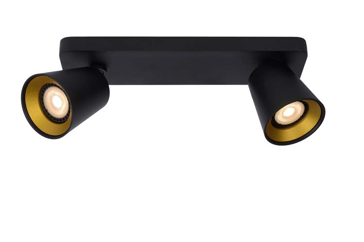 Plafondlamp - zwart/goud - 2xGU10 - 5W