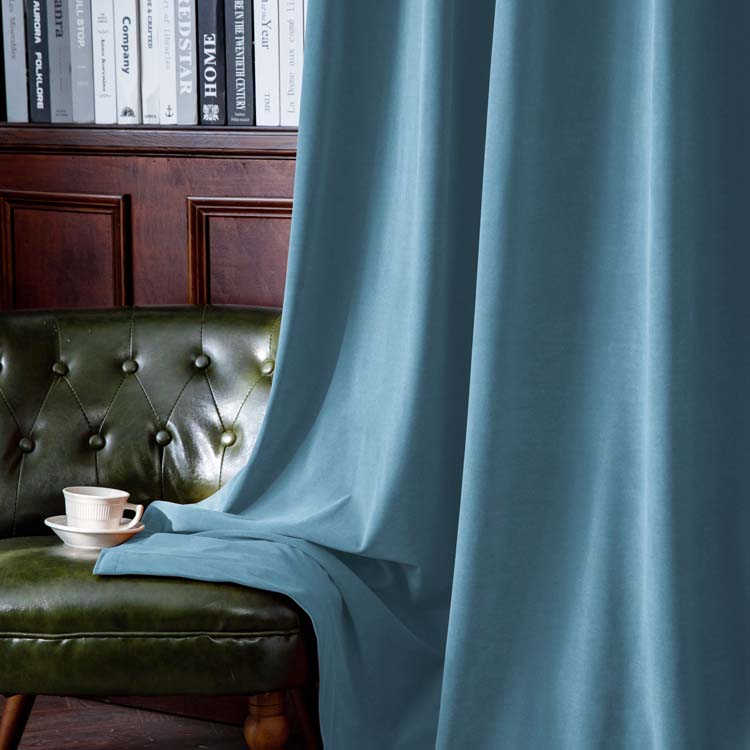 Gordijnen turquoise velvet ringen 290x270cm