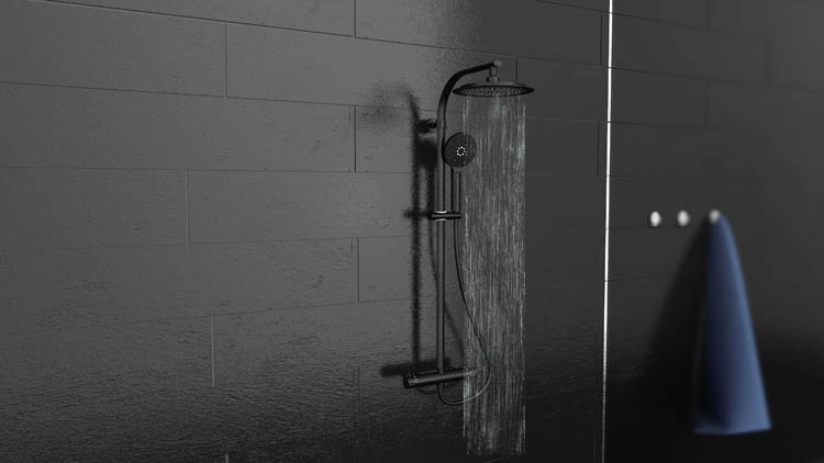 Doucheset Maddox thermostatisch mat zwart