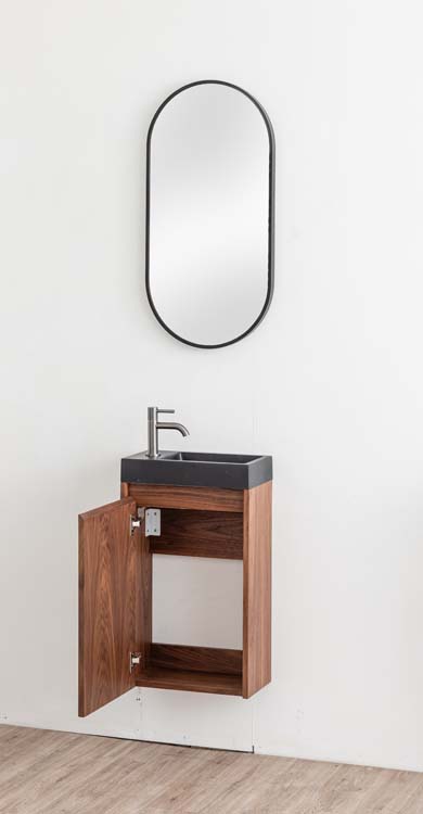 Meuble de toilette Warren noyer lavabo  noir mat 400 mm