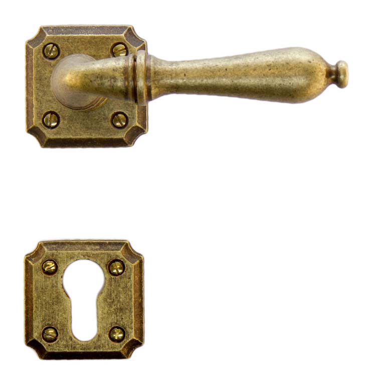 Poignée de porte pro roselle vieux jaune rosace cylindre