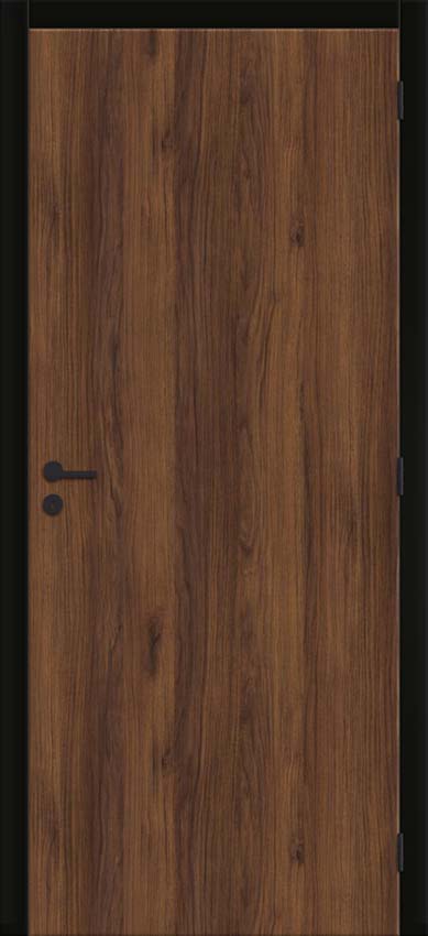 Complete binnendeur Pure walnoot 201,5x63cm tubespaan omkeerbaar + deurkast zwart 16,5cm