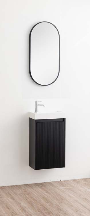 Meuble de toilette Windsor2 noir lavabo blanc mat 60x40x22cm