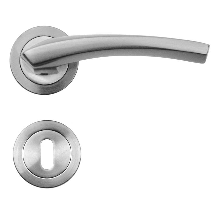 Poignée de porte pro ferrara look inox rosace barbe