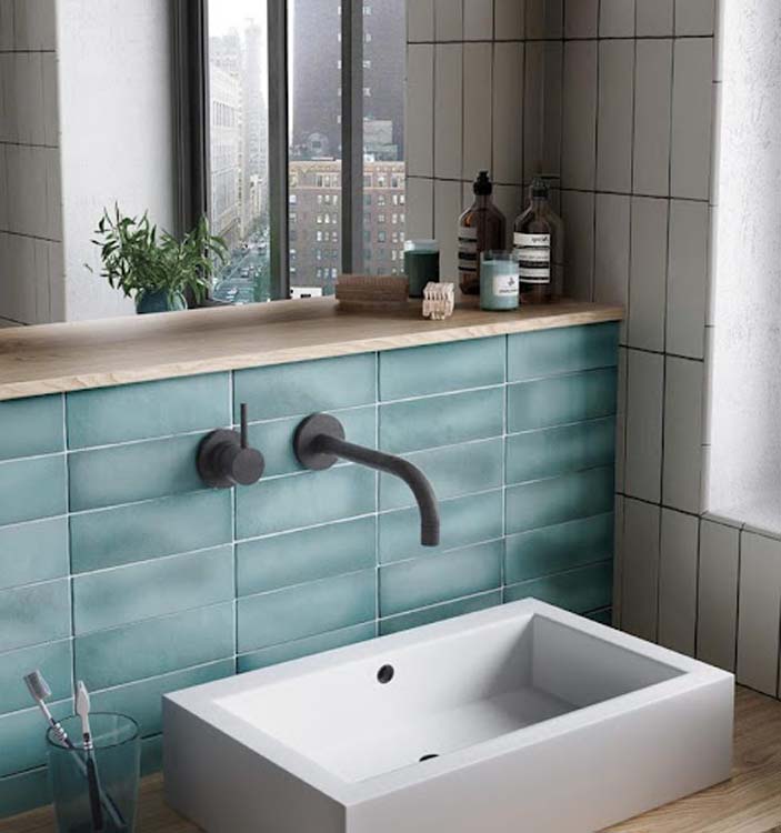 Wandtegel Trevi mat turquoise 6,5x20cm