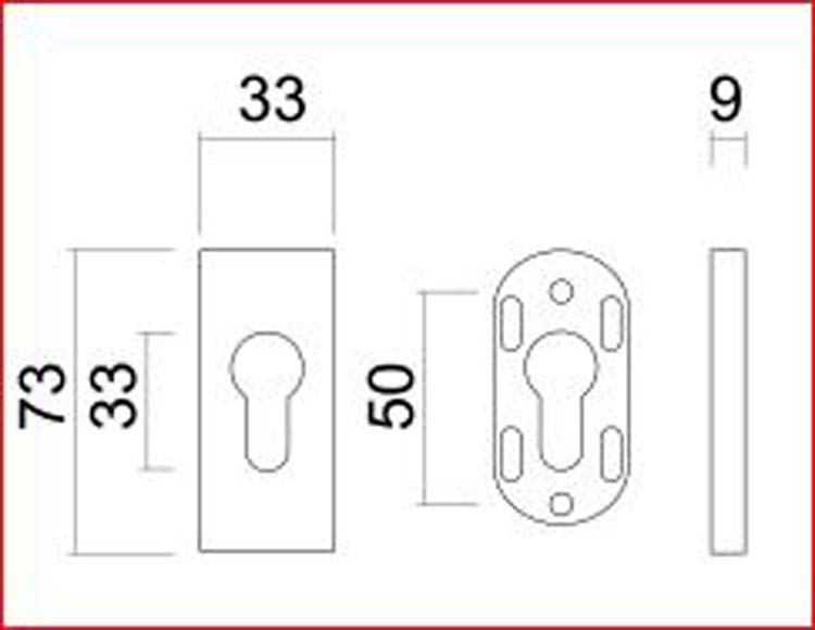 Veiligheidscilinder plaatje rechthoek zwart structuur uv 9 mm
