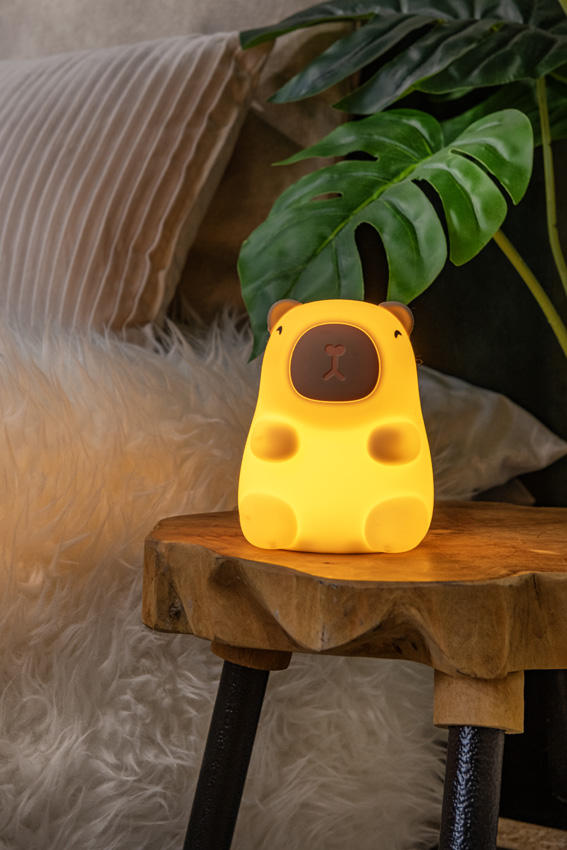 Lampe de nuit rechargeable pour chambre d'enfant - Batterie rechargeable/piles - LED à 3 niveaux dimmable - 1x0,5W,2100K - Beige