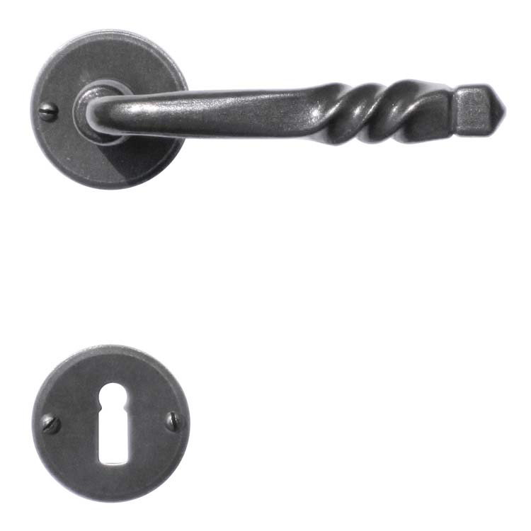 Poignée de porte pro prato fer rond rosace barbe twist