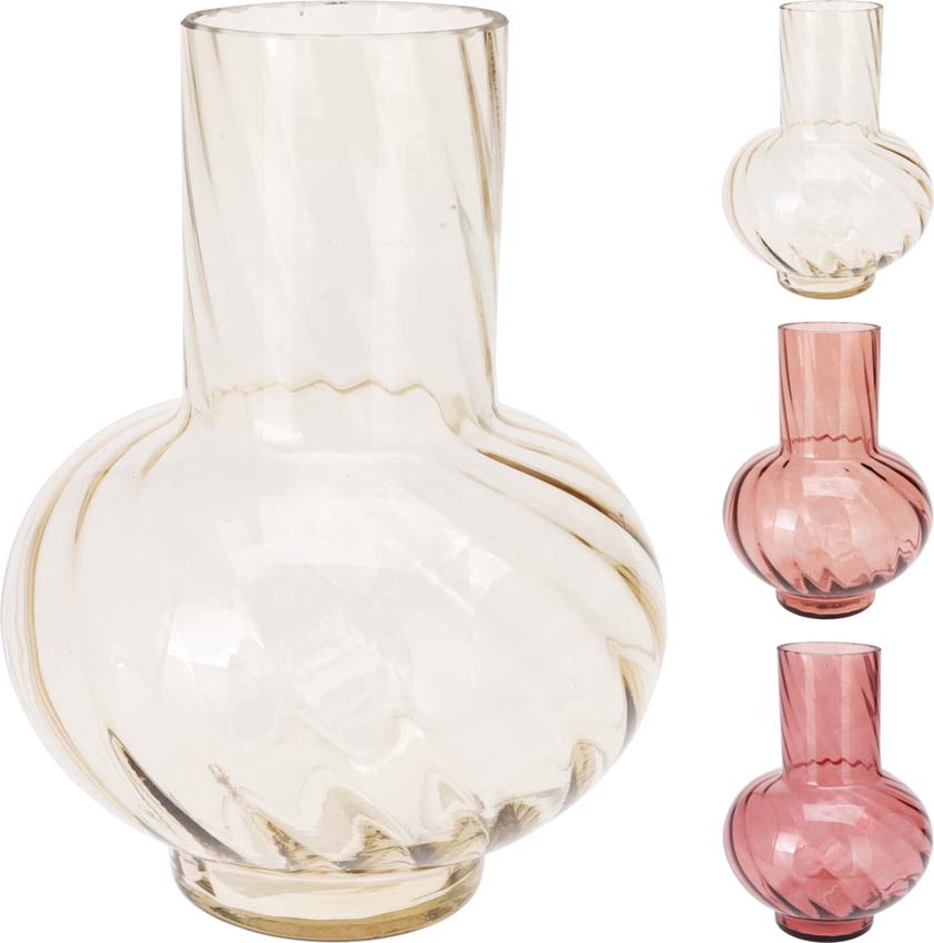 Vaas glas crème/roze 17x23cm