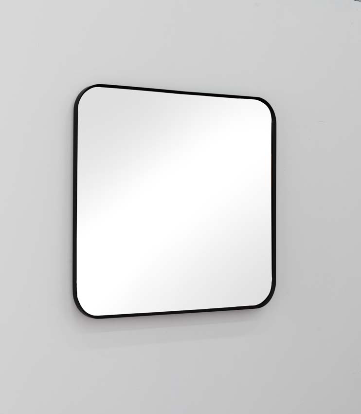 Miroir Fenna rectangulaire LED arrondi avec cadre noir 80x70cm