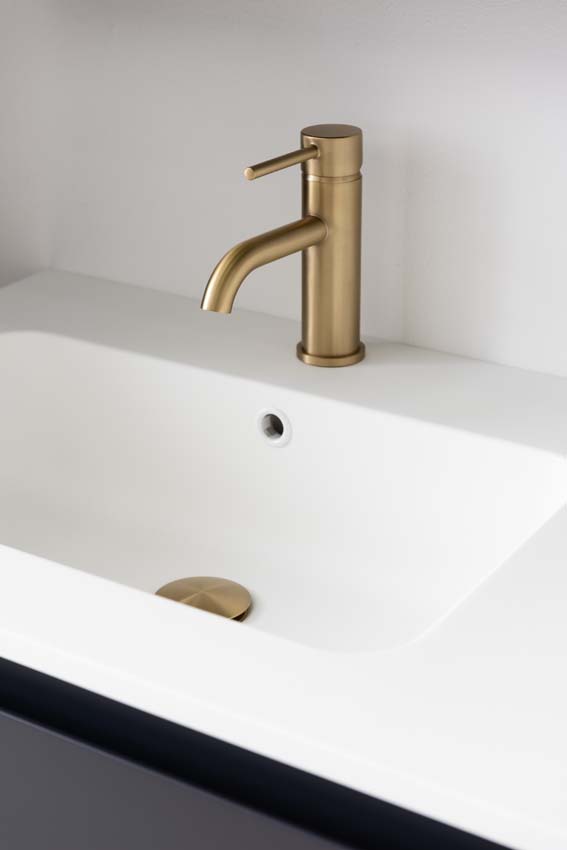 Meuble de salle de bains Tibo gris suspendu avec lavabo simple à gauche blanc mat 120cm