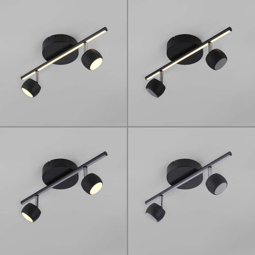 Spot plafond - noir - 13x40,3cm - dimmable - 2x5,3W - 3000K