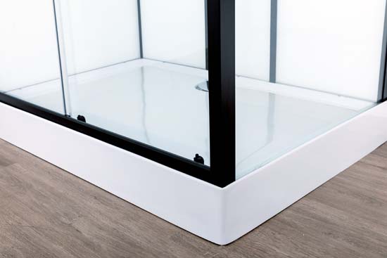 Douchecabine Penny thermostatisch links zwart/wit schuifdeur 115x85x218,5cm