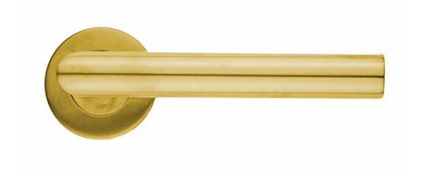 Poignée de porte pro I shape cuivre mat 19mm set sans plaque de clé