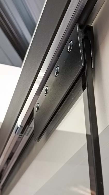 Complete enkele glazen schuifdeur Murano Black 93x215cm + zwarte dekplaat