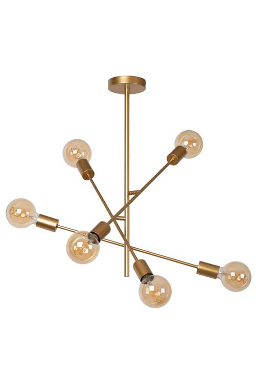 Lucide LESTER - Plafonnier - 6xE27 - Or Mat / Laiton