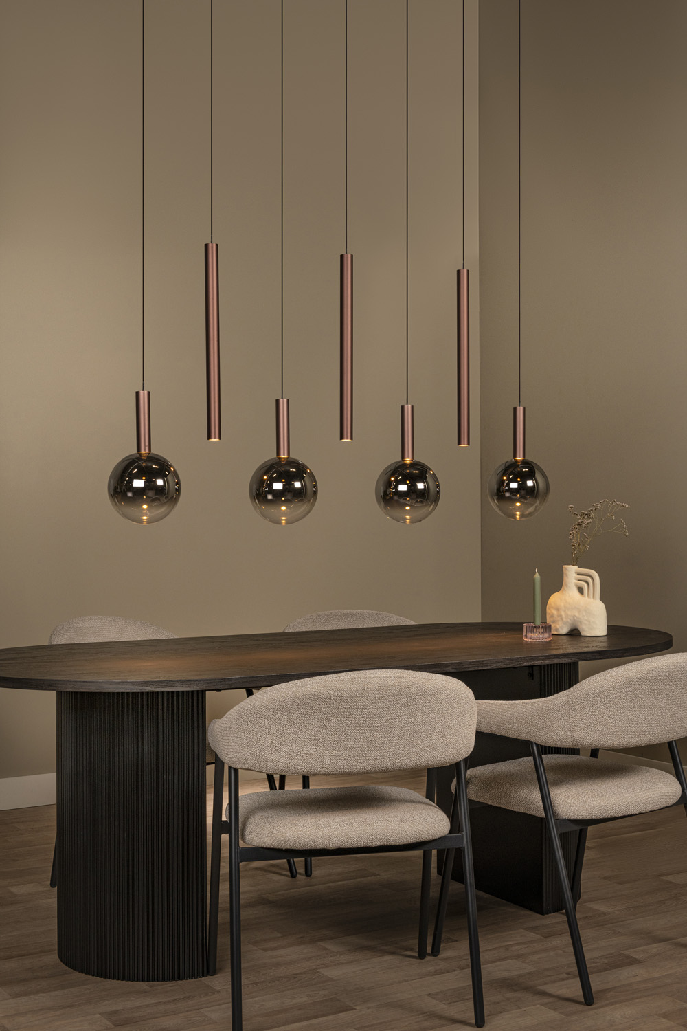 Lucide Premium Jasmine - Hanglamp - LED Dimb. - CCT - 7X4W 2200K/3300K - Geschikt voor vide en hoge plafonds - Koper