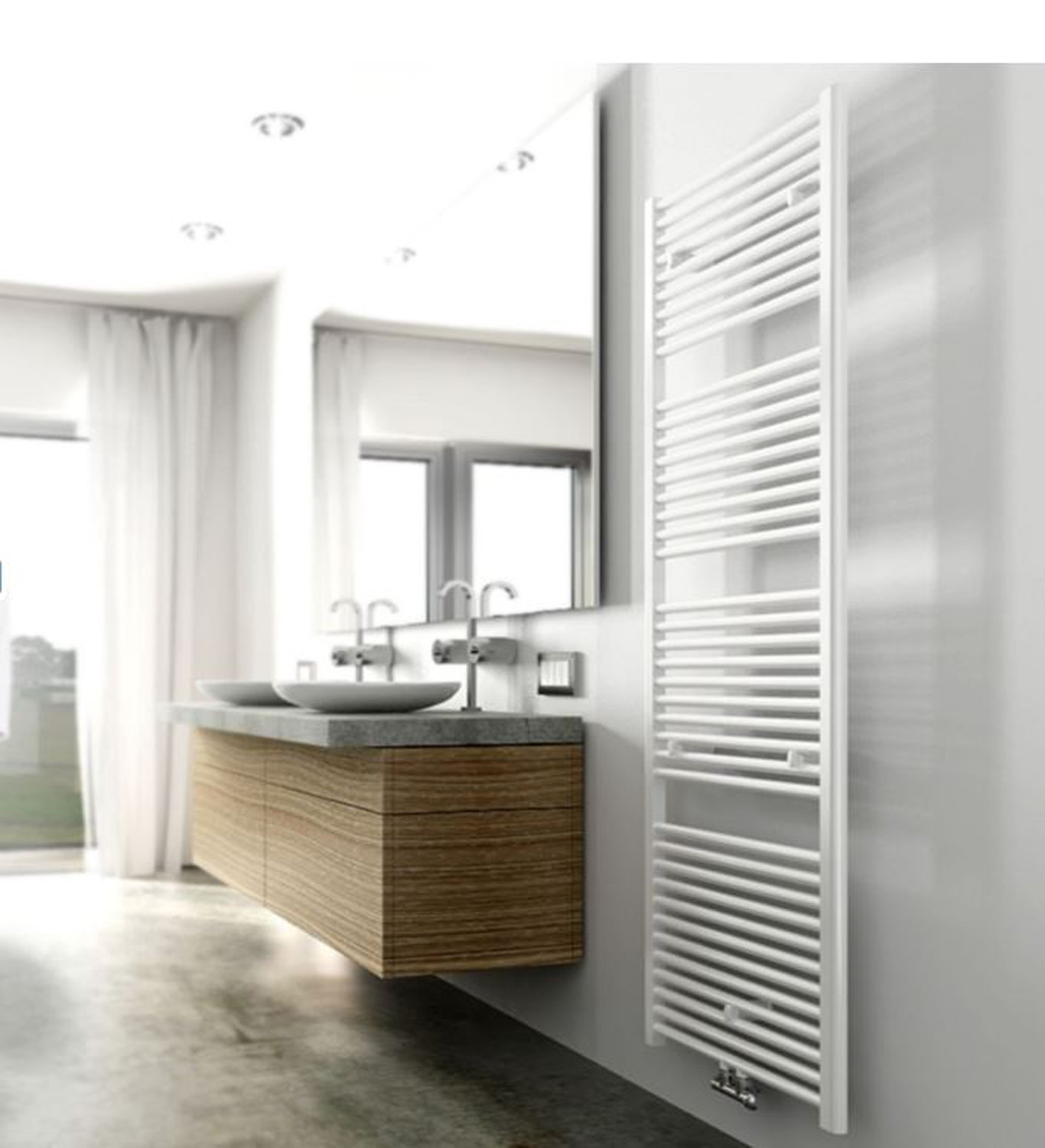 Radiateur sèche-serviettes Kari 181,7x60cm raccordement central blanc brillant 1067W