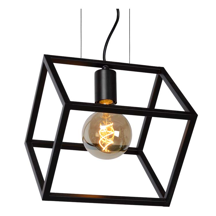 Hanglamp - zwart - 20x25x161cm - dimbaar - E27 - 40W - kooi