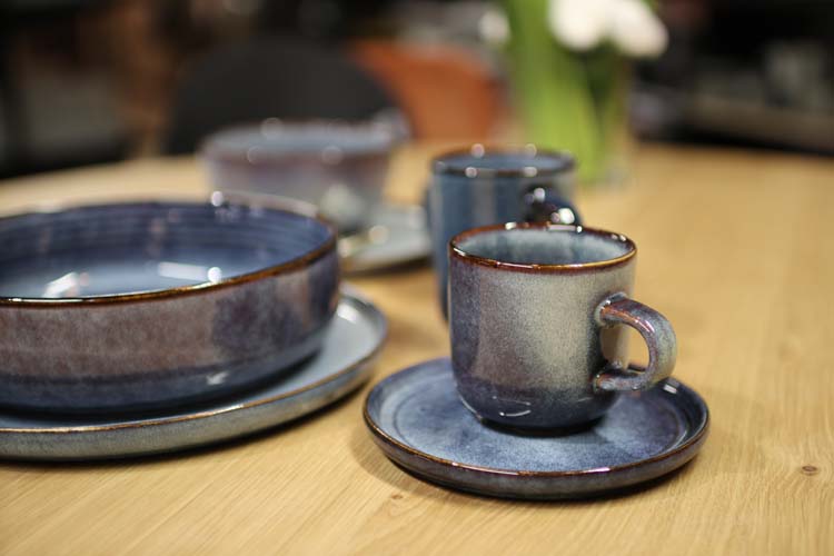Schotel bij kop Duna blauw 14.5 cm