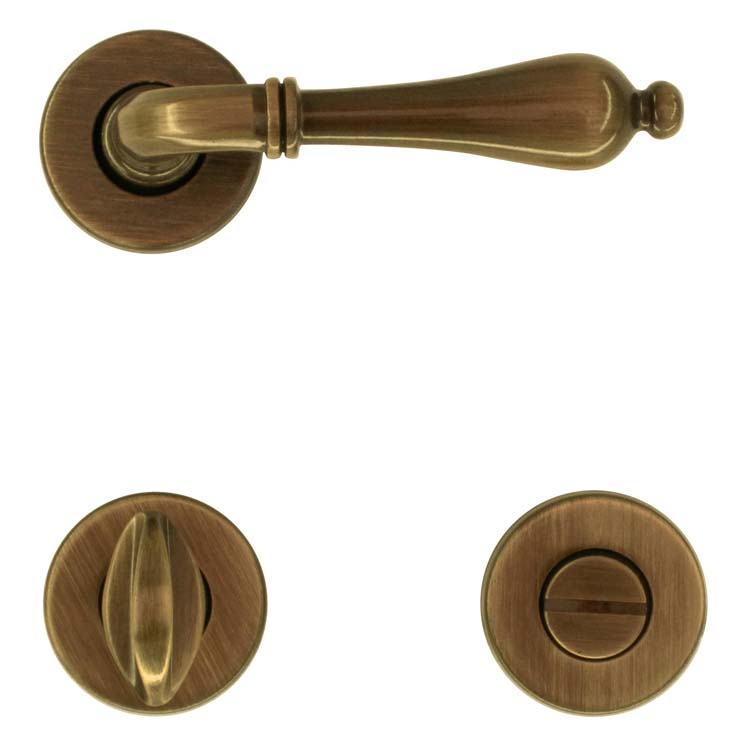 Poignée de porte pro pescara bronze avec serrure toilette