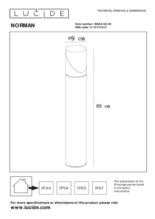 Lampe de socle extérieur noir Ø9 1xE27 15W IP65
