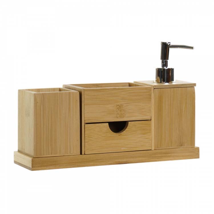 Ensemble de bain bambou 3 pc 11,5 x 7,5 x 11,5 cm