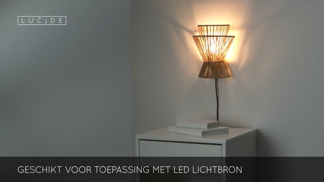 Lucide TASMAN - Wandlamp - 1xE27 - Naturel