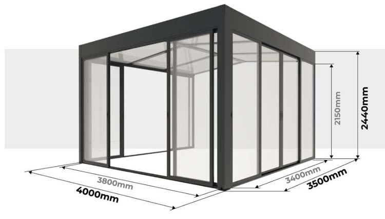 Veranda Versailles alu antraciet 400 x 350 x 240 cm
