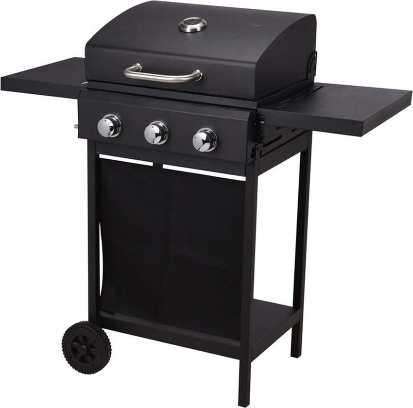 Barbecue op gas zwart met 3 branders