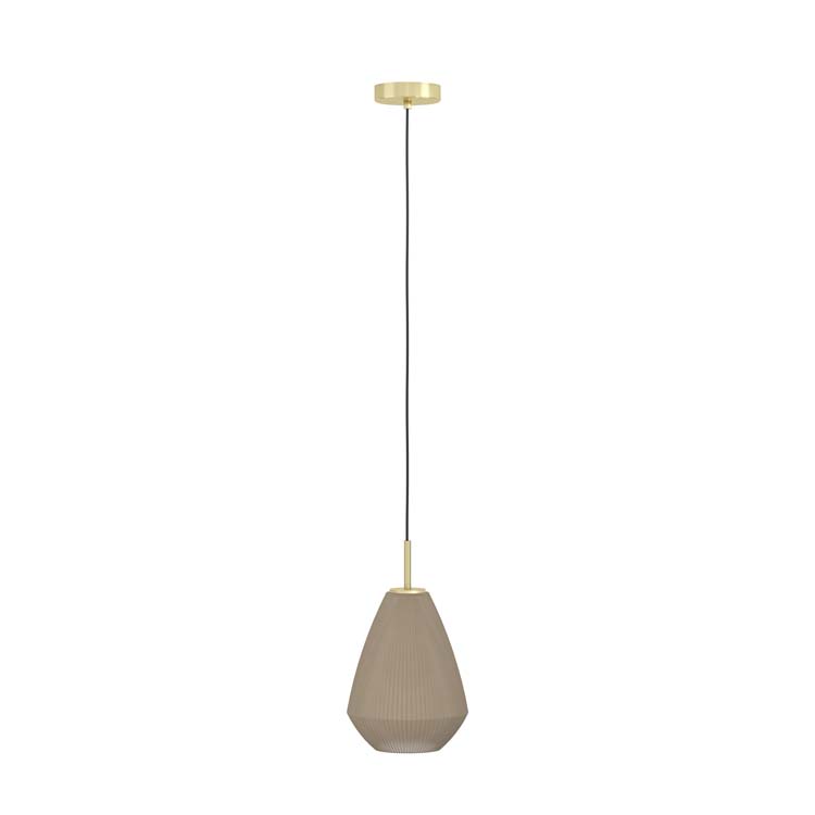 Lampe suspendue pied or verre satiné E27