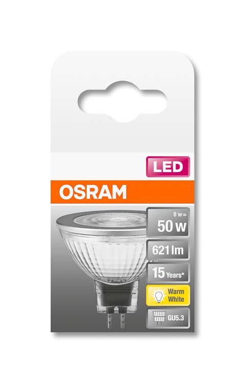 Lampe LED star MR16 GU5.3 8W blanc chaud