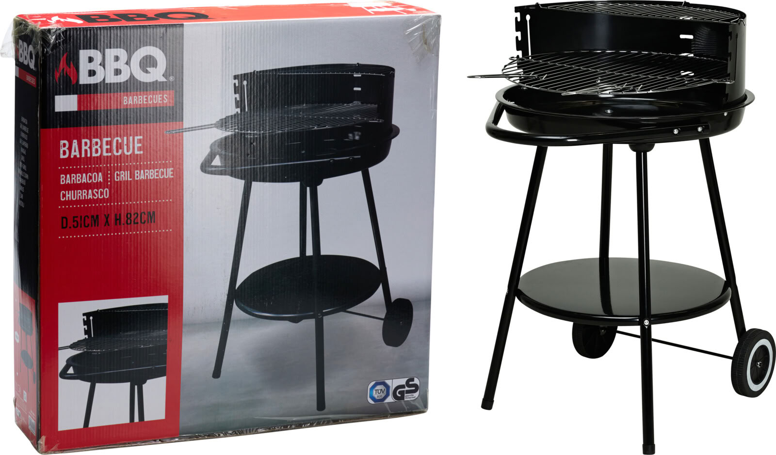 Barbecue houtskool zwart 51x82cm