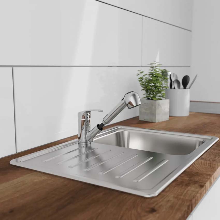 Keukenkraan Diana chroom lage druk met uittrekbare uitloop