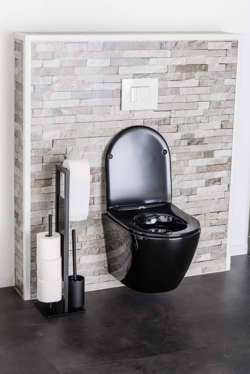 Wc Gary sans bord suspendu avec siège de toilette noir