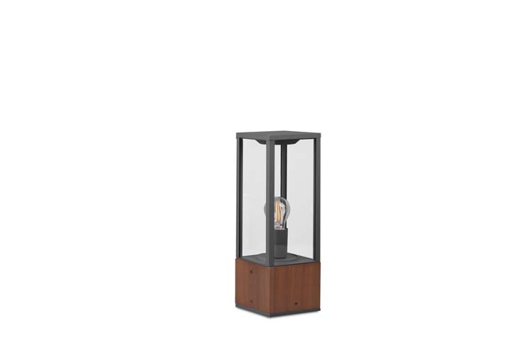 Eclairage extérieur poteau bois anthracite H40cm E27 lampe excl. IP54
