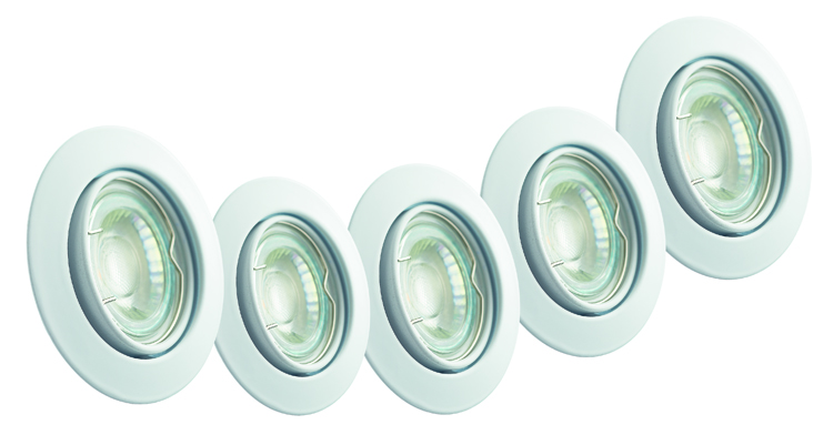 Inbouwspot rond 5x5W GU10- 400LM - 64mm - IP20 - Wit